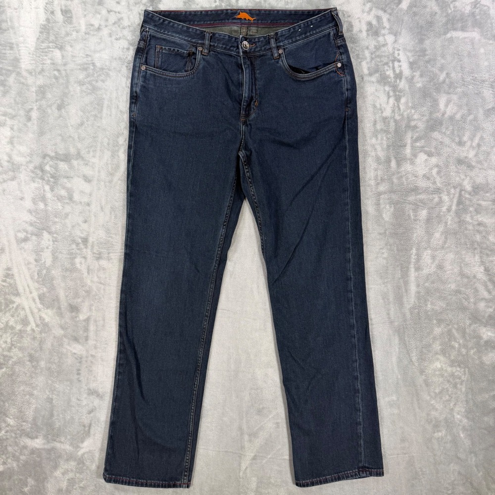 Tommy Bahama Straight Jeans Mens Size 34x32 Blue Dark Wash Denim Pants